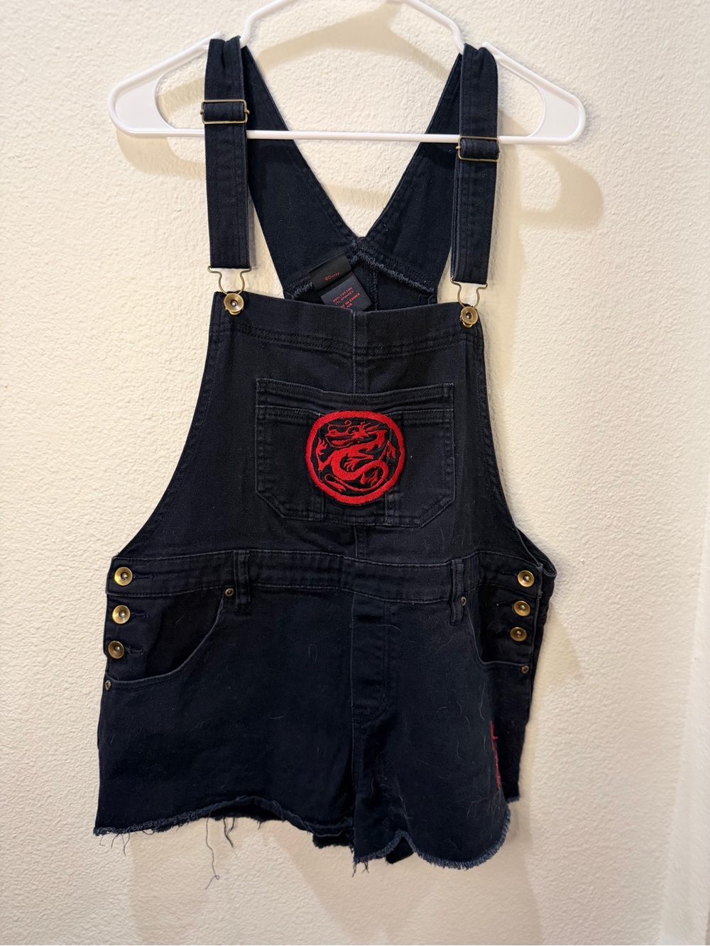 MEDIUM Mulan Black Denim Short Overalls
